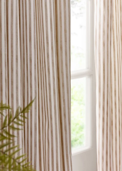 Yard Hebden Stripe Cotton Eylet Curtains Natural - 46W X 54D (117x137cm Image 3