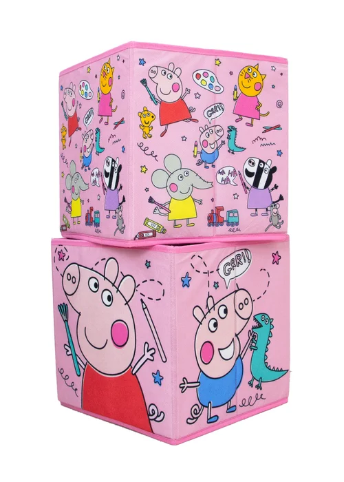 Peppa Doodles Pink 2 Pack Storage Box - One Size Image 2