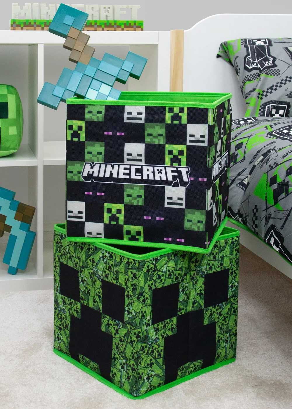 Minecraft Survival Green 2 Pack Storage Box - One Size Image 2