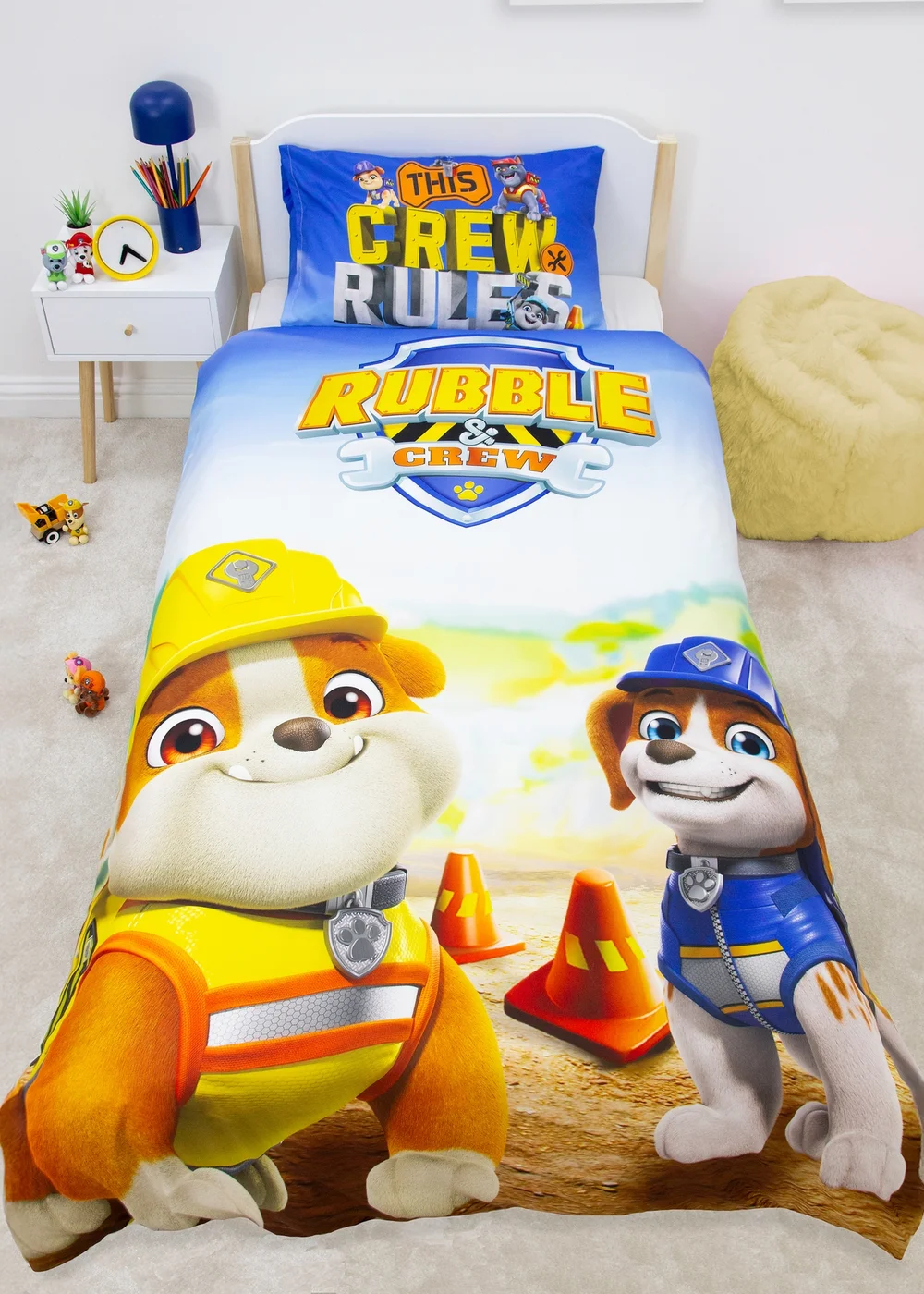 Paw Patrol Rubble and Crew Yellow Panel Duvet - Single Image 1