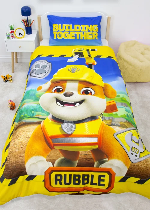 Paw Patrol Rubble and Crew Yellow Panel Duvet - Single Image 2