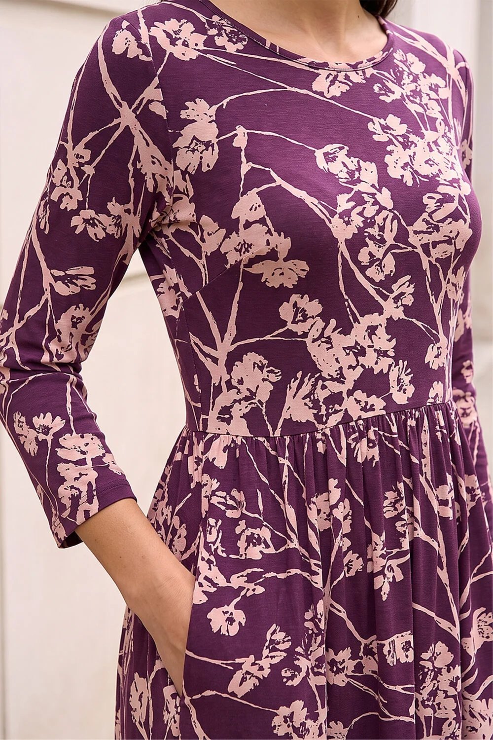 Roman Purple Shadow Floral Stretch Midi Dress - 10 Image 4