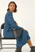 Roman Blue Spot Print Keyhole Midi Dress - 16 Image 3
