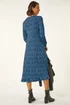 Roman Blue Spot Print Keyhole Midi Dress - 16 Image 4