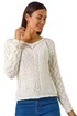 Roman Ivory Scallop V-Neck Knit Jumper - Size 12 Image 1