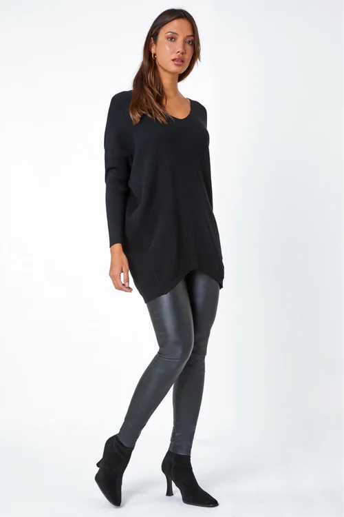 Roman Black One Size Animal Print Tie Back V-Neck Jumper - One Size Image 3