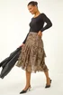 Roman Natural Animal Print Ruffled Skirt - Size 14 Clothing Image 3