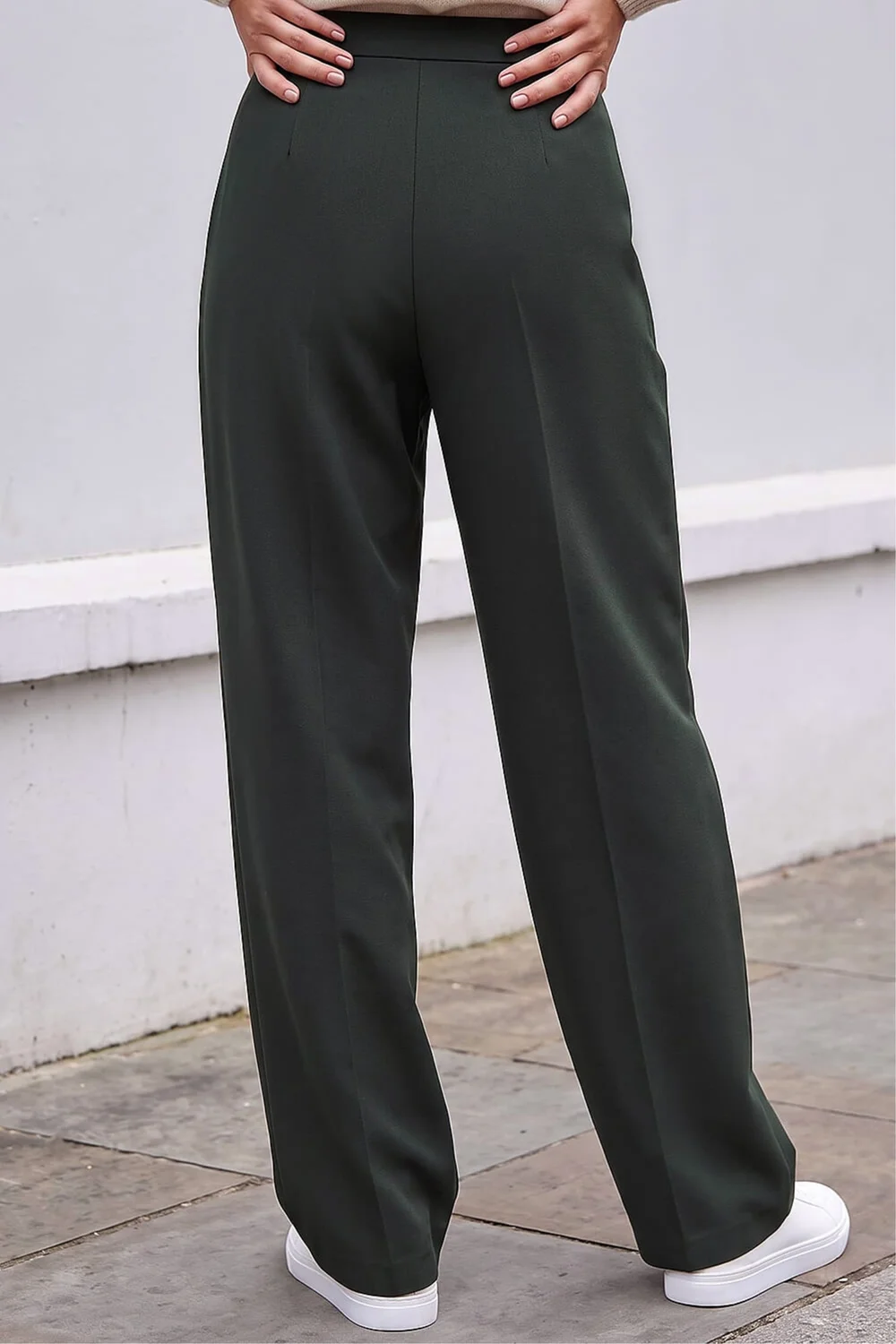 Roman Khaki Petite Straight Leg Ponte Stretch Trouser - 8 Image 3