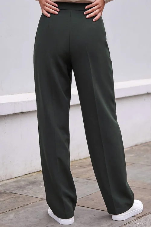 Roman Khaki Petite Straight Leg Ponte Stretch Trouser - 8 Image 3