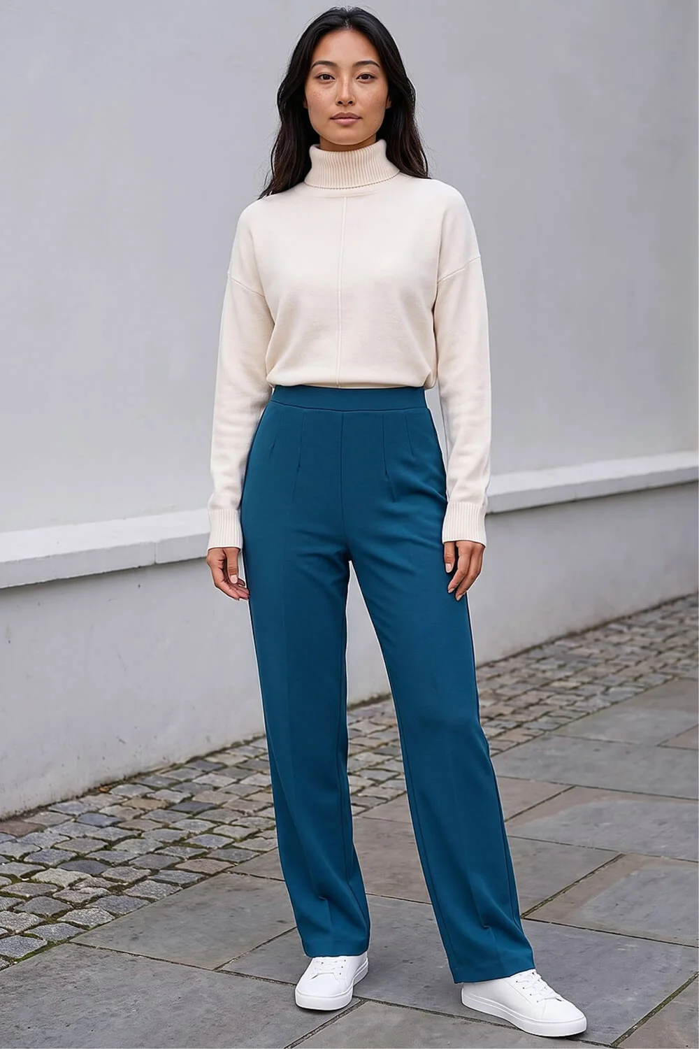 Roman Teal Petite Straight Leg Ponte Stretch Trouser - 12 Image 2