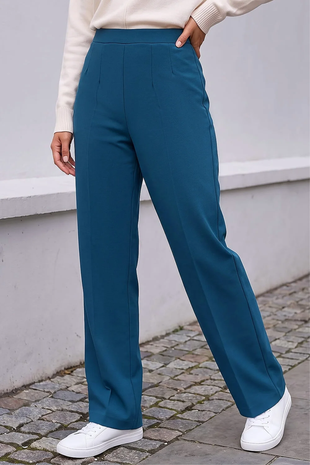 Roman Teal Petite Straight Leg Ponte Stretch Trouser - 12 Image 1