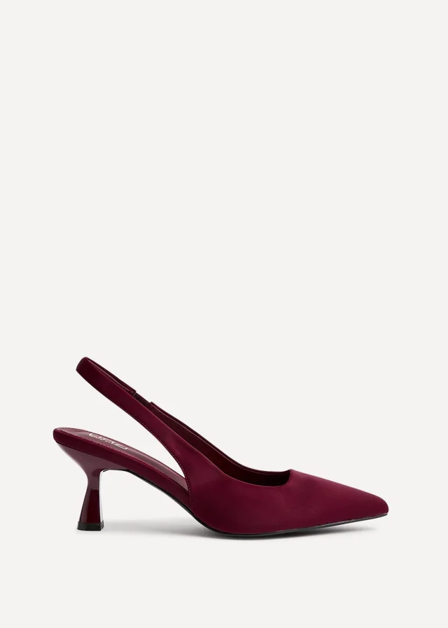 Linzi Izzie Wide Fit Burgundy Scuba Sling Back Low Court Heel