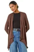 Roman Chocolate Waterfall Front Jersey Knit Cardigan - Size 18 Clothing Image 1