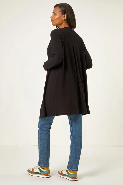 Roman Black Longline Knit Cardigan - Size 16 Clothing Image 3