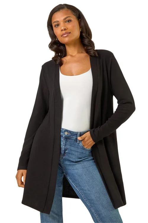 Roman Black Longline Knit Cardigan - Size 16 Clothing Image 1