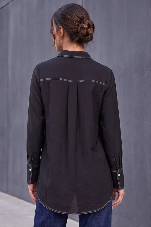 Roman Black Contrast Stitch Shirt - 22 Image 4