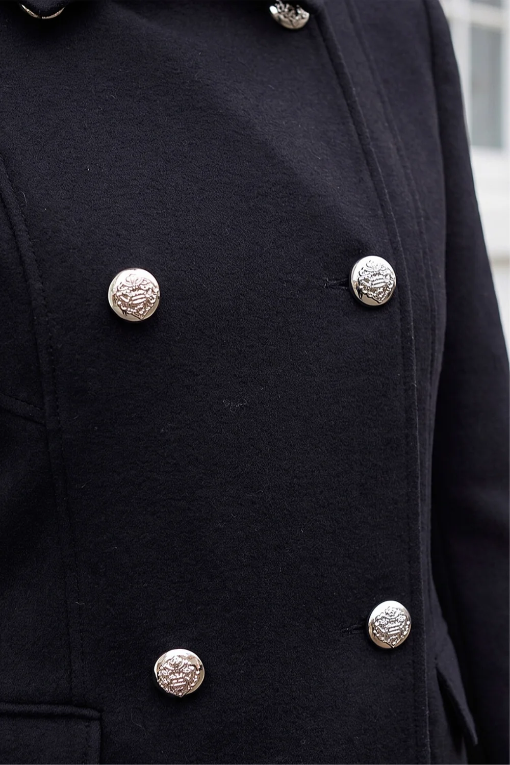 Roman Black Petite Double Breasted Military Coat - 10 Image 4