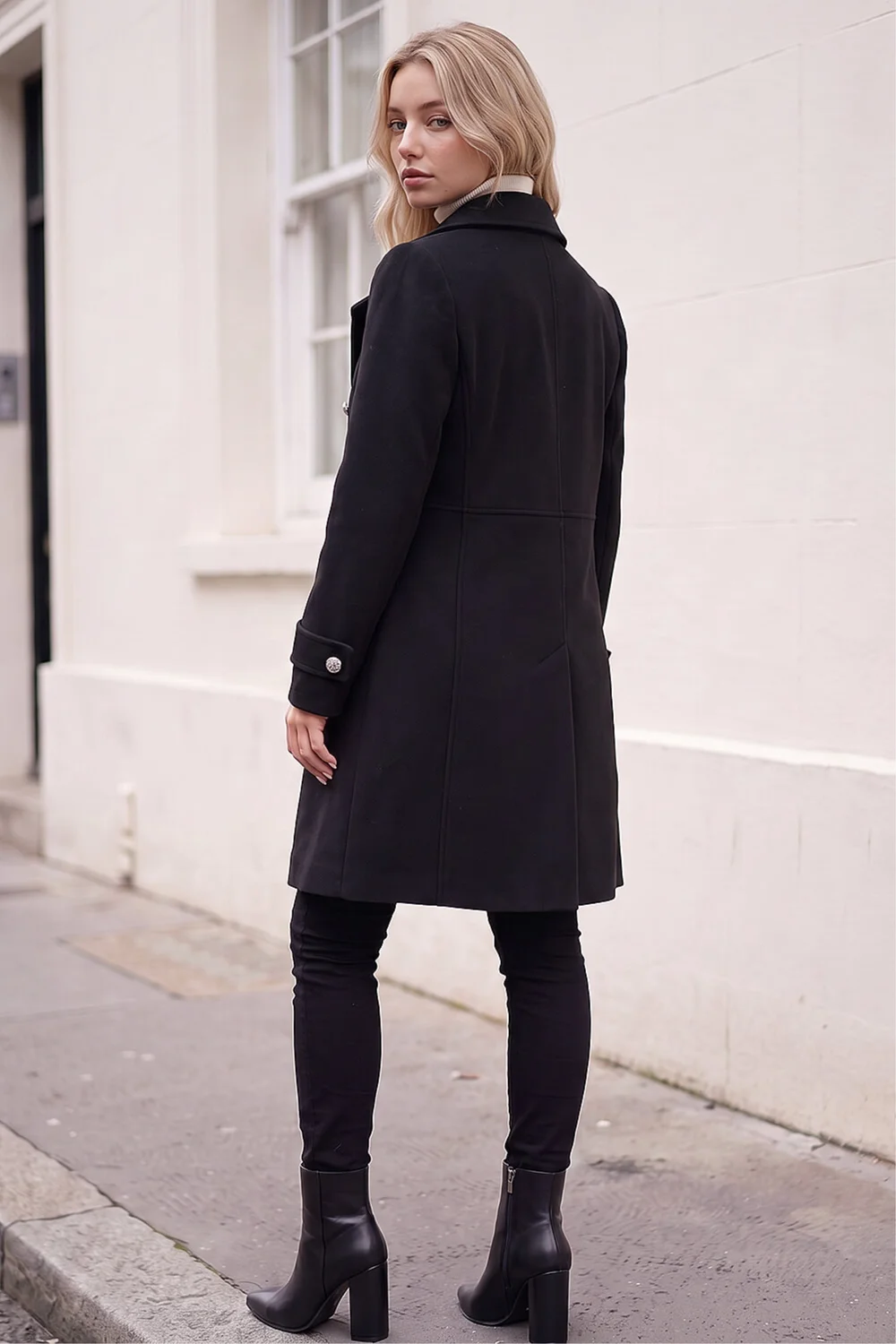Roman Black Petite Double Breasted Military Coat - 10 Image 3
