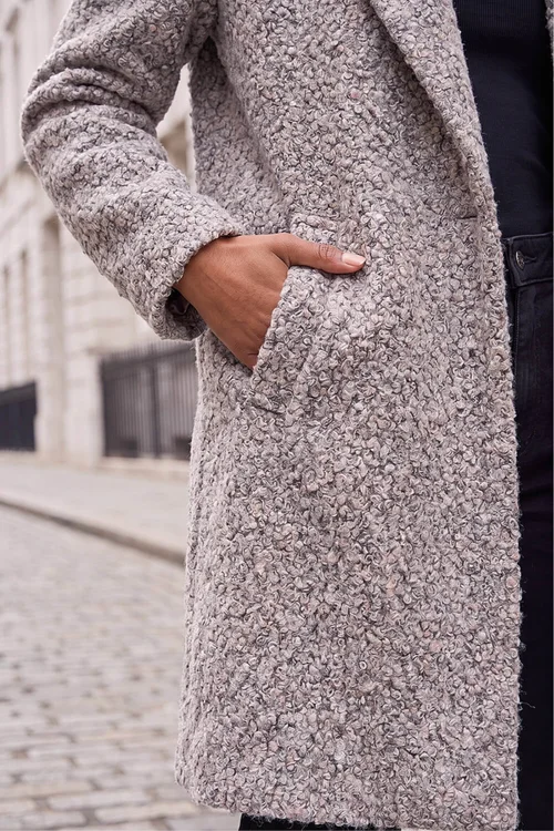 Roman Light Pink Petite Textured Boucle Coat - 10 Image 4