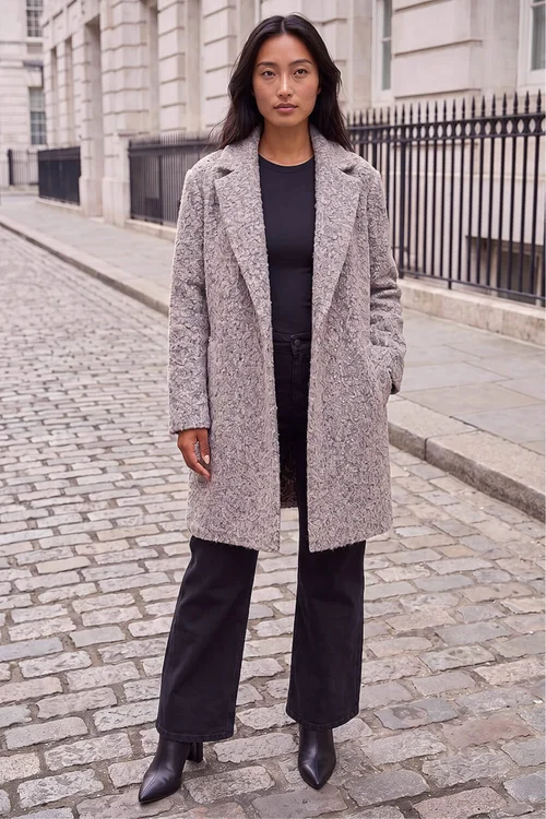 Roman Light Pink Petite Textured Boucle Coat - 10 Image 2