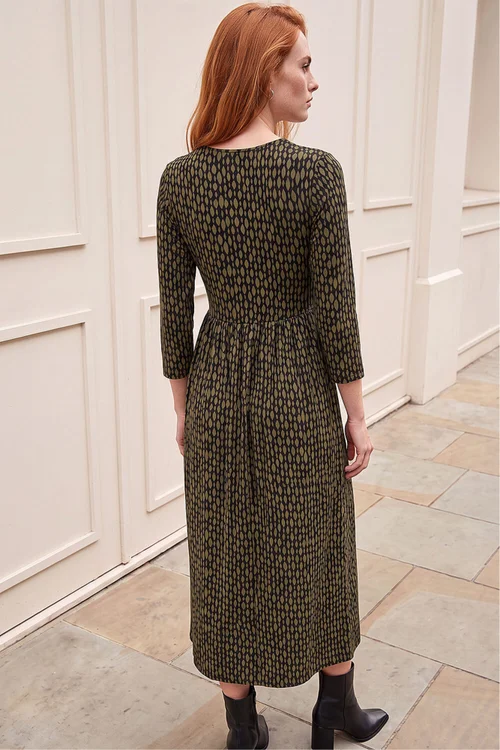Roman Khaki Geometric Pocket Stretch Midi Dress - 16 Image 3