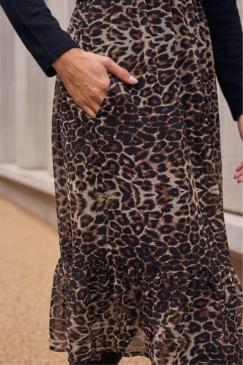 Roman Beige 2 in 1 Animal Print Stretch Midi Dress - 20 Image 4