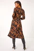 Roman Tan Leaf Print Wrap Midi Dress - Size 12 Image 3