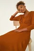 Roman Copper Textured Wrap Midi Dress - 18 Image 3