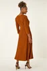 Roman Copper Textured Wrap Midi Dress - 18 Image 4