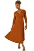 Roman Copper Textured Wrap Midi Dress - 18 Image 2