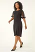 Roman Black Petite Knitted Mesh Dress - 18 Image 2