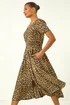 Roman Tan Animal Print Shirred Midi Dress - Size 14 Clothing Image 3