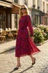 Roman Magenta Animal Print Shirred Midi Dress - 16 Image 1