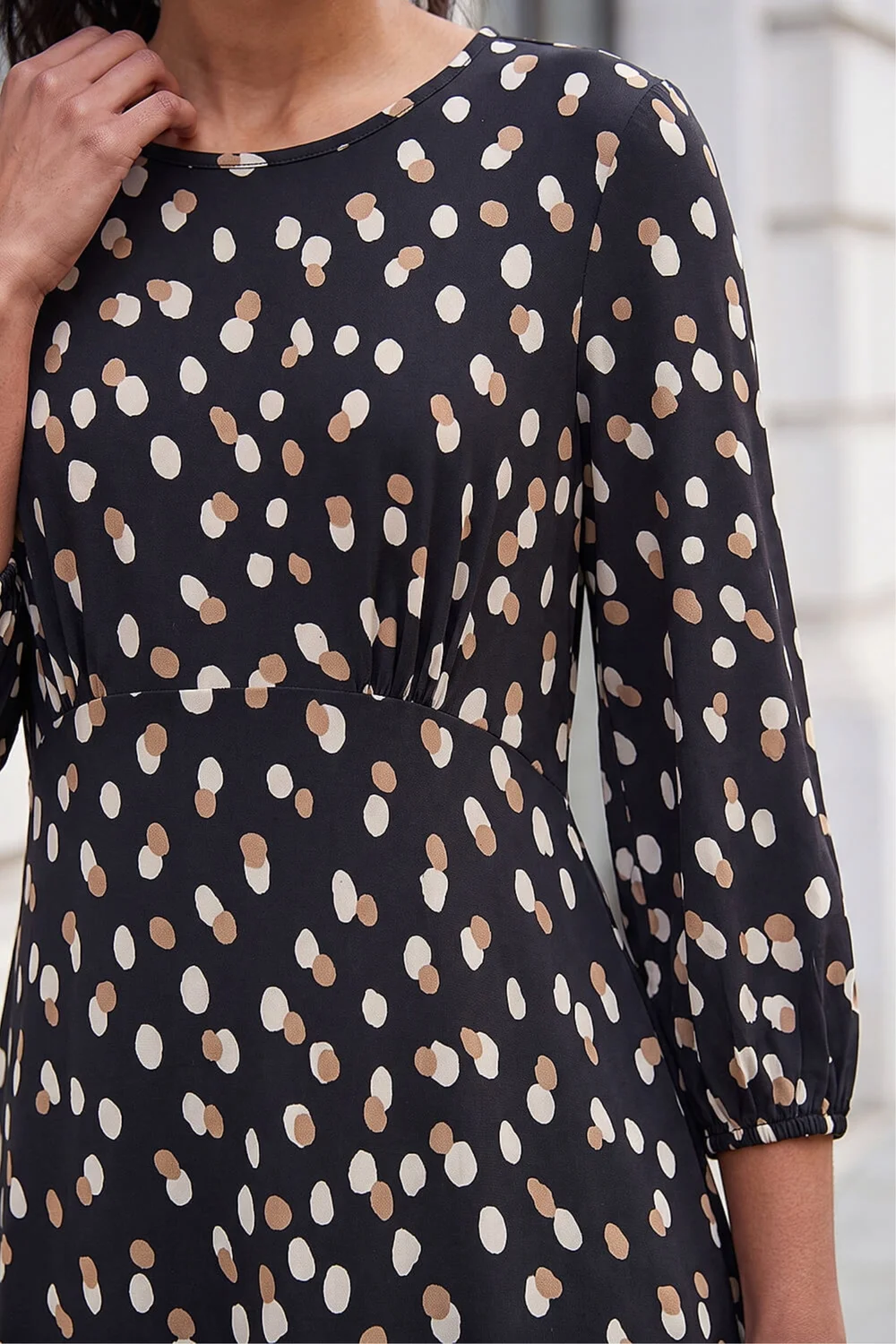 Roman Beige Speckled Print Stretch Dress - 14 Image 4