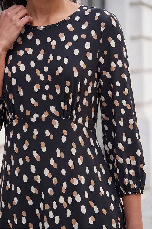 Roman Beige Speckled Print Stretch Dress - 14 Image 4