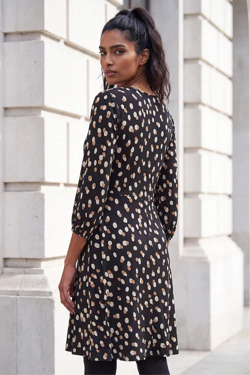 Roman Beige Speckled Print Stretch Dress - 14 Image 3