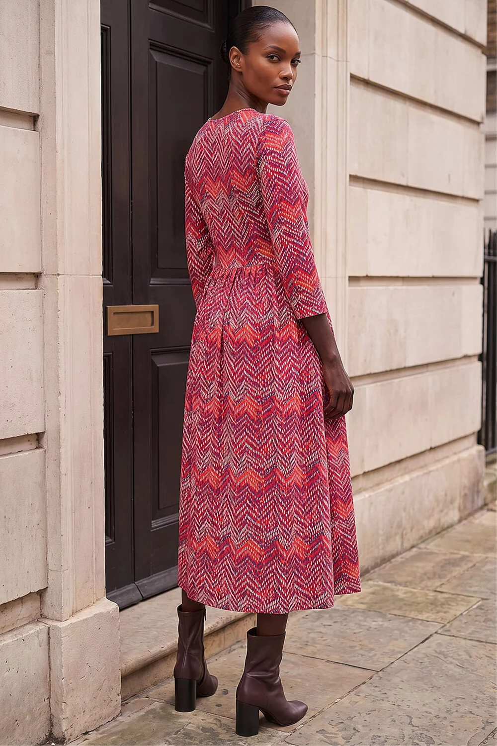 Roman Red Zig Zag Print Midi Dress - 14 Image 3