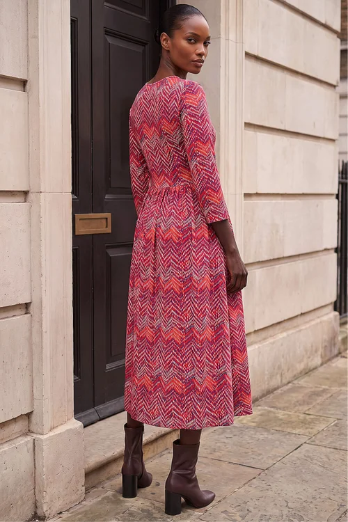 Roman Red Zig Zag Print Midi Dress - 14 Image 3