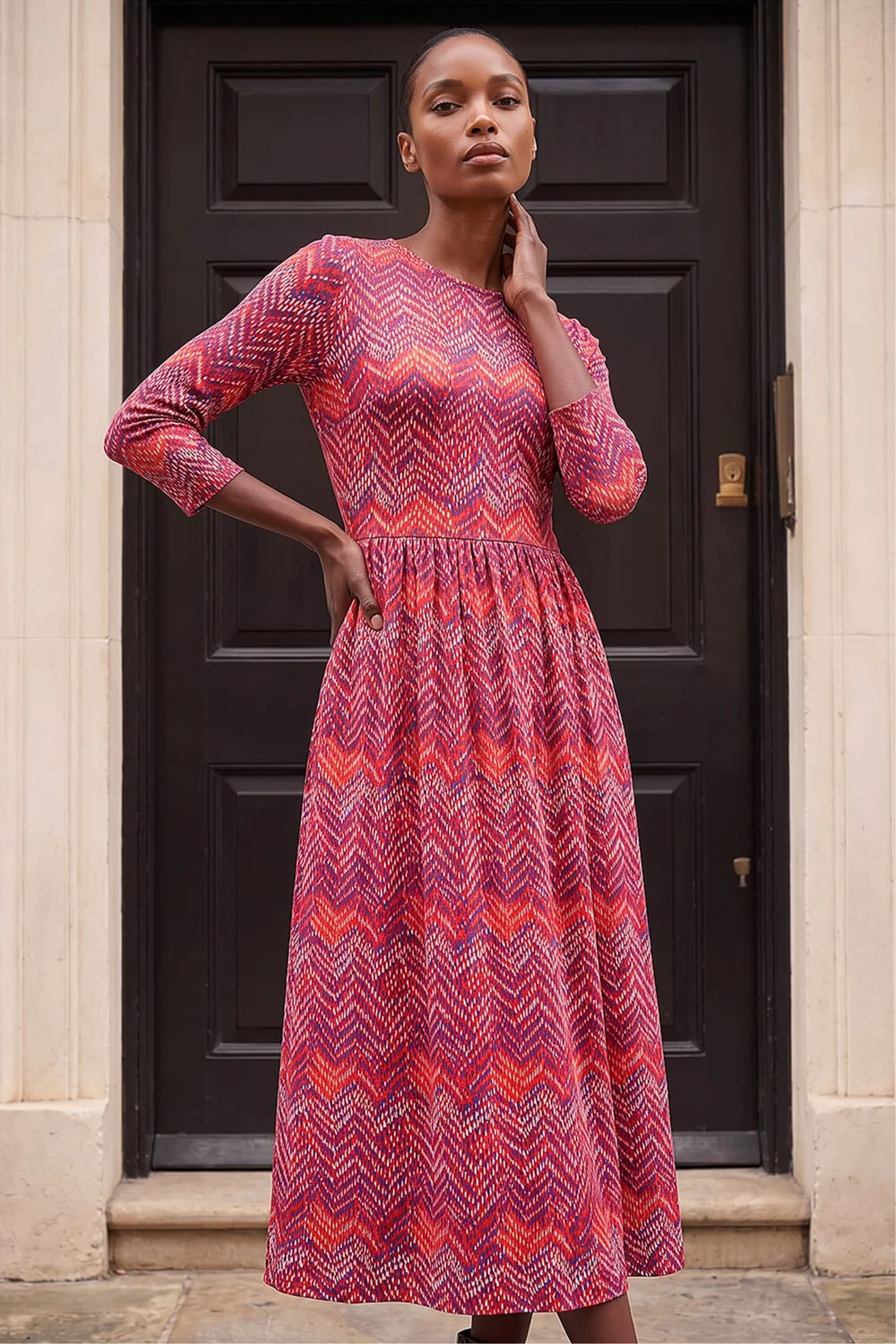 Roman Red Zig Zag Print Midi Dress - 14 Image 2