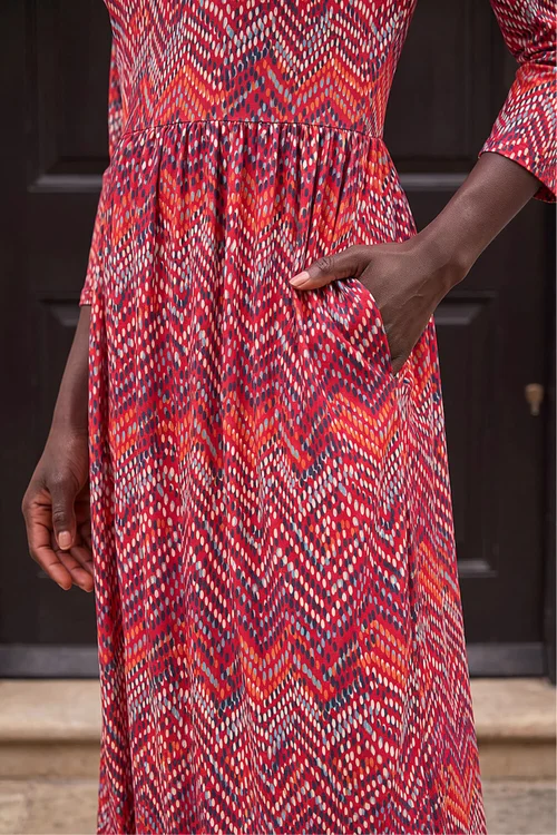 Roman Red Zig Zag Print Midi Dress - 14 Image 4