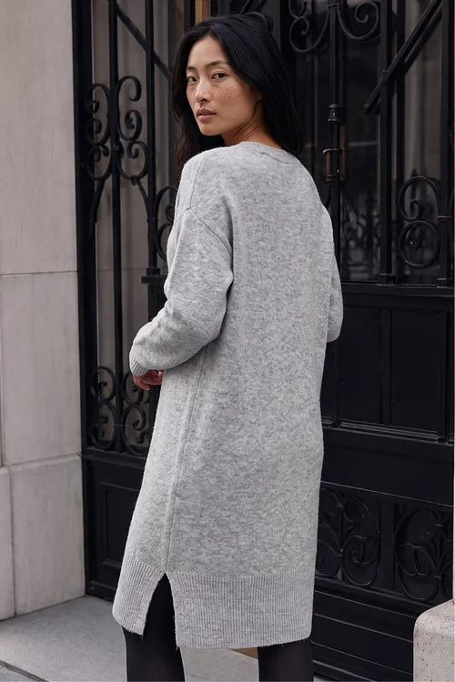 Roman Grey Petite Knitted Pintuck Shift Dress - 8 Image 3