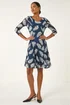 Roman Teal Leaf Print Lace Stretch Dress - Size 16 Clothing Image 2