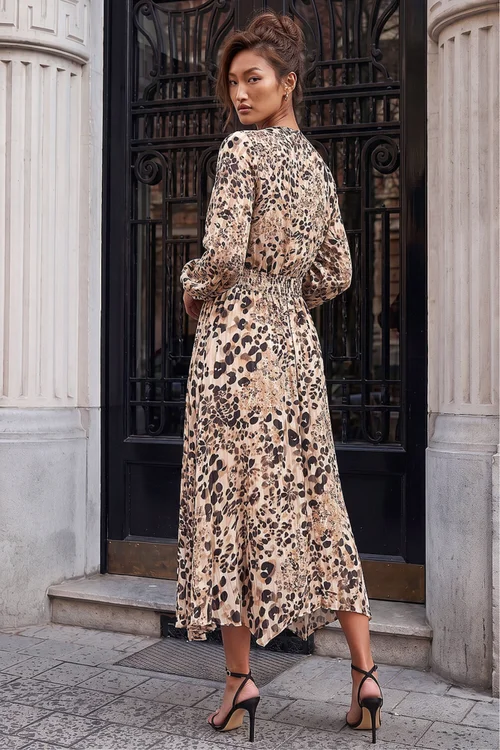 Roman Natural Animal Print Twist Front Dress - 14 Image 2