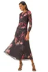 Roman Black Floral Mesh Stretch Maxi Dress - Size 12 Image 2