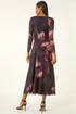 Roman Black Floral Mesh Stretch Maxi Dress - Size 12 Image 4