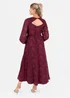 Lovedrobe Red Floral Burnout Long Sleeve Keyhole Back Midaxi Dress - 22 Image 2