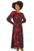 Roman Red Floral Tie Waist Midi Dress - Size 18 Clothing Image 1