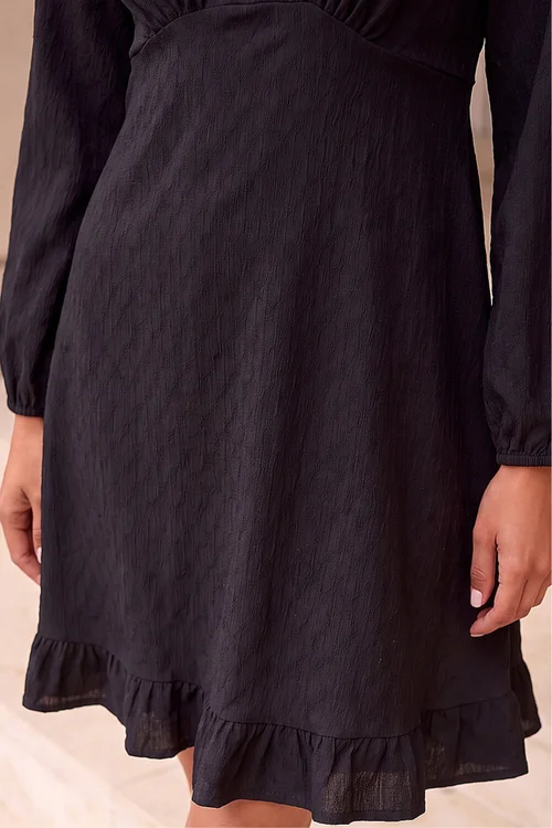 Roman Black Textured Spot Keyhole Dress - 10 Image 4