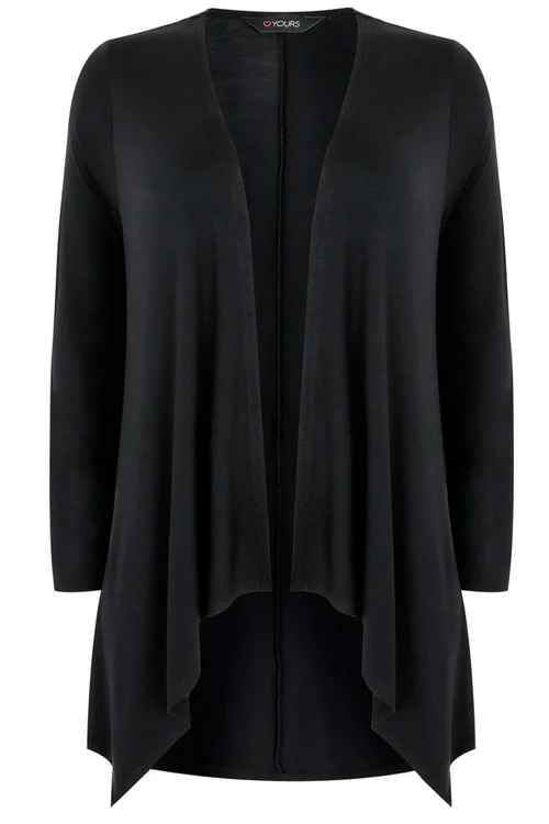 Yours Curve Black Edge To Edge Waterfall Jersey Cardigan - 22-24 Image 5