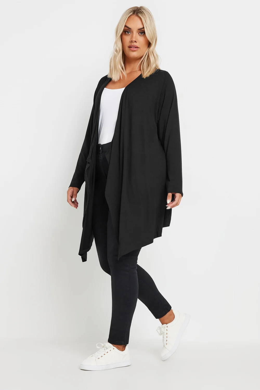 Yours Curve Black Edge To Edge Waterfall Jersey Cardigan - Size 22-24 Image 2